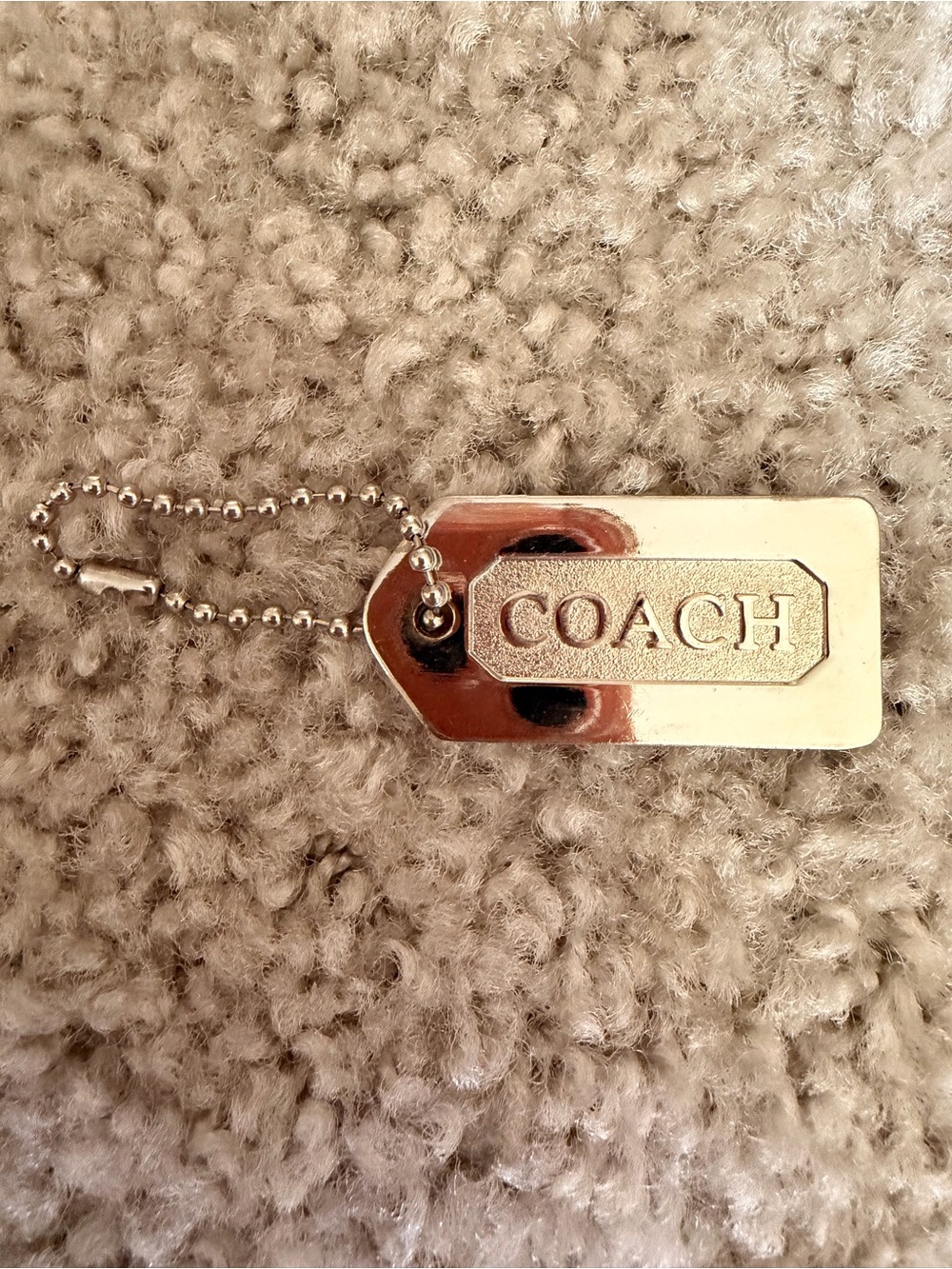 Coach Silver-tone Engraved Dog Tag Keychain